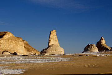 The characteristic rock formations of the Desert of Obstacles in Egypt