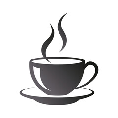 Hot coffee or tea cup icon with steam, a perfect beverage symbol for cafe breakfast tea cup silhouette icon vector illustration