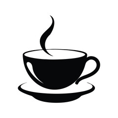 Hot coffee or tea beverage in a mug with steam, perfect for a cafe breakfast illustration tea cup silhouette icon vector illustration