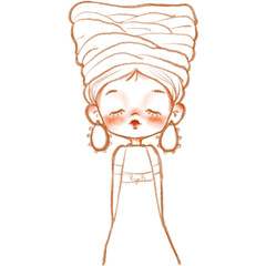 Calm pastel girl with headphones – digital watercolor art   