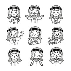 Arabian female kid character