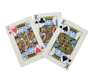 playing cards scattered on a isolated on white background