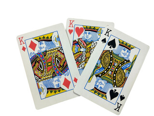 playing cards scattered on a isolated on white background