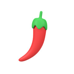 Red chili pepper isolated 3d render icon illustration