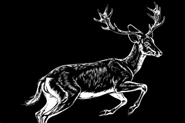 Silhouette Vector Art Illustration of Detailed Hand-Drawn Deer Artwork