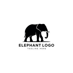 Modern elephant logo in black silhouette