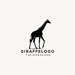Modern giraffe logo in black silhouette