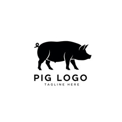 Modern pig logo in black silhouette
