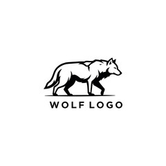 Modern wolf  logo in black silhouette