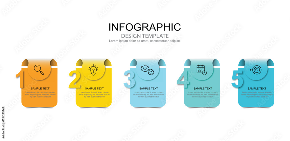 Aufkleber Vector Infographic label design template with icons and 5 options or steps. for your business data. Vector Illustration.