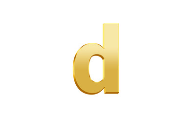 Lowercase letter d with 3d gold effect
