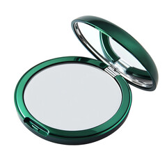 silver ring with green ribbon isolated