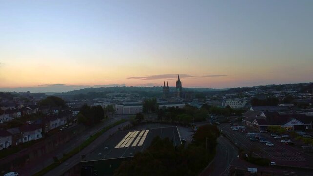 Aerial view of Truro Cornwall UK. Along the Truro river 