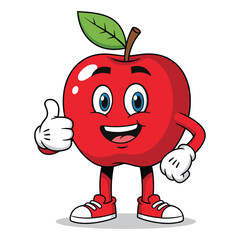 Happy Apple Character Giving Thumbs Up