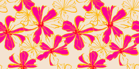 Exotic hand drawn flowers print, seamless patterns with floral and leopard for fabric, textiles, clothing, poster, cover, banner, wall art, home decor, abstract backgrounds.
