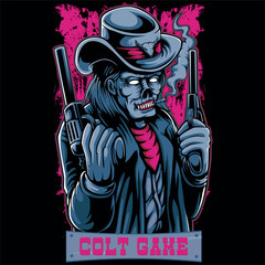 Colt Game T-Shirt Design Vector - Vintage Revolver Graphic for Apparel and Merchandise