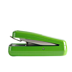 green stapler isolated on white