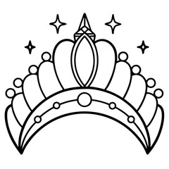 Mystic Moonstone Crown – Line Vector