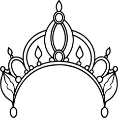 Mystic Moonstone Crown – Line Vector