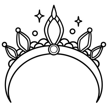 black and white tiara with gems clip art preview