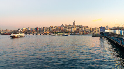 Naklejka premium View on istanbul city and Galata Tower. Istanbul is a popular tourist destination