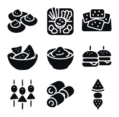 Underwater Pattern Icons. Solid, filled icons set of underwater patterns: coral fractal, wave field, fish