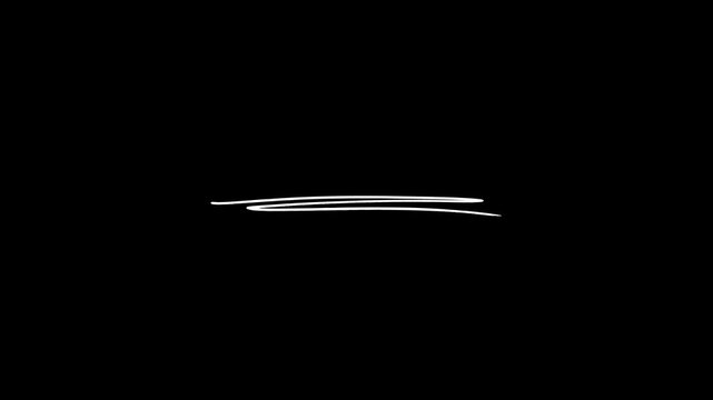 Hand-drawn underline highlighter animation, sketching elements on a transparent background, 4k with alpha channel.	