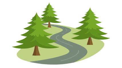 Obraz premium Curvy Forest Road with Pine Trees Vector