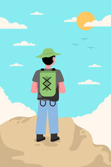 View on cliff illustration