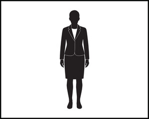 businesswoman silhouette in formal dress flat style