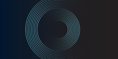 Blue abstract background with glowing circles. Swirl circular lines pattern. Geometric spiral. Twirl element. Modern graphic design. Futuristic technology concept.