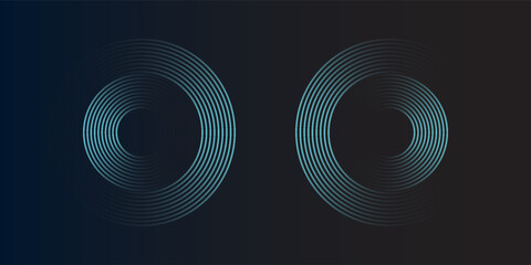 Blue abstract background with glowing circles. Swirl circular lines pattern. Geometric spiral. Twirl element. Modern graphic design. Futuristic technology concept.