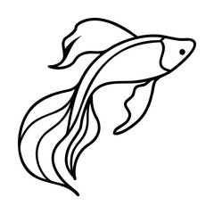Black Line Art Fish Illustration on White Background