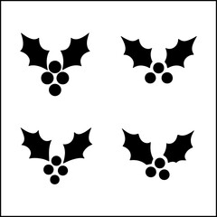 holly leaf silhouettes in minimal vector design