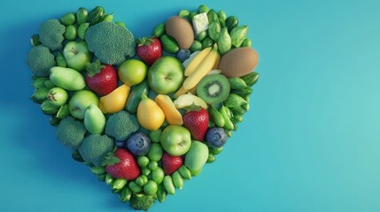 Heart shape fruit and vegetable arrangement