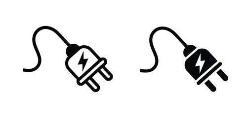 Obraz premium A simple black and white illustration of an electrical plug with a curved cord