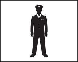 male pilot silhouette in cap and uniform