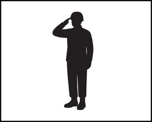 male soldier silhouette in salute pose vector