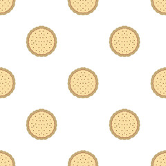 Cookies seamless pattern, biscuits seamless pattern on a white background. Abstract and minimalist pattern