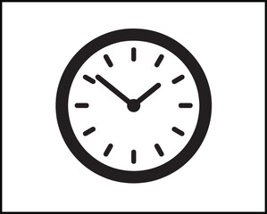wall clock silhouette flat icon black on white