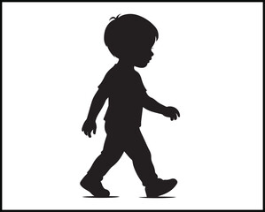 young child silhouette walking minimal vector