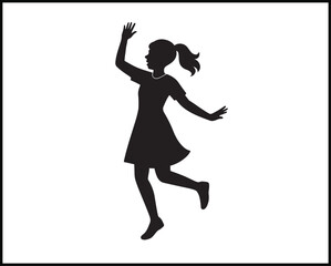 young woman silhouette dancing joyfully vector