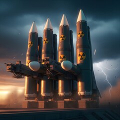 Nuclear Missile Launch Site with Dramatic Storm Clouds