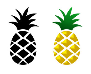 Pineapple icon in yellow gradient and black colors, silhouette design