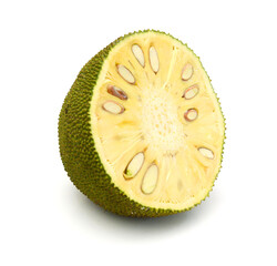 Ripe jackfruit peeled tropical fruit fresh from jackfruit tree,Jackfruit on basket with leaf on...