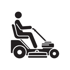 Minimalist lawn mower silhouette. Black and white lawn mower vector icon