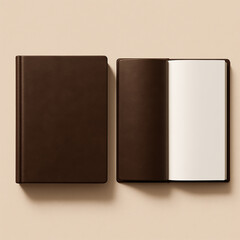 
Top-View Minimalist Manu Composition with Open and Closed Covers on Neutral Background
