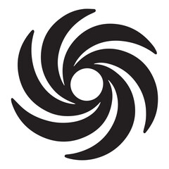 Abstract Swirling Shape with Circular Center Depicting Powerful Movement and Rotation for Weather Related Concepts and Geometric Design