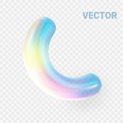3D primutive shape ctystal glass element in neon colors on white bg. 3d abstract vector illustration	