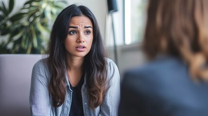 Obraz premium Therapist using a cognitive-behavioral therapy (CBT) worksheet to help the patient reframe negative thoughts.